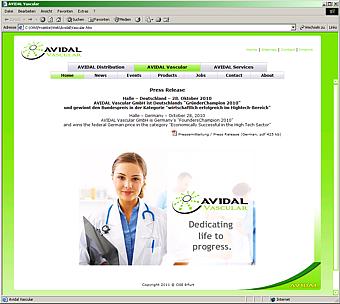 AVIDAL Vascular GmbH - Web-Seiten