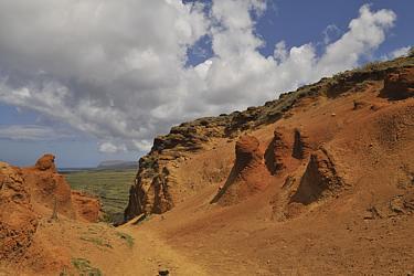 Farbenprächtiger Tuffstein im Krater des Rano Raraku